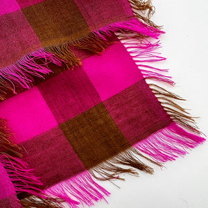 cotton silk gingham scarf close up